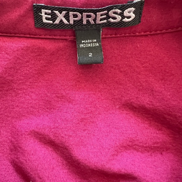 Express Fit and Flare Sleeveless Collared Dress | Color: Burgundy - Picture 7 of 11